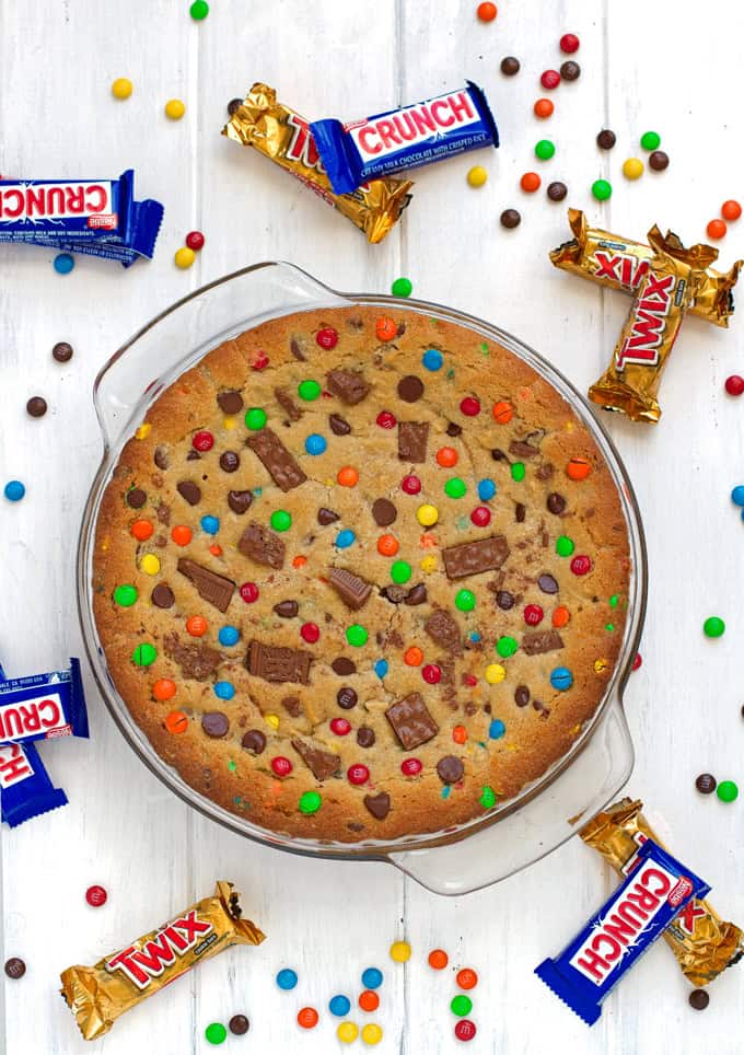 Loaded Chewy Chocolate Chip M&M Cookie Cake Recipe | Little Spice Jar (7)